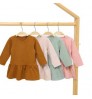 Wholesale Long Sleeve Frill Hem Organic Cotton 1 Year Baby Girl Dresses