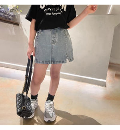 2022 children's split skirt 4 seasons can wear children's jeans skirt baby clothes