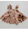 1 year baby girl summer dresses linen cotton ruffle slip dress pleat dresses
