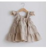1 year baby girl summer dresses linen cotton ruffle slip dress pleat dresses