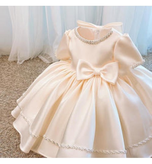 Baby Girl Princess Silk Tulle Dress Sleeveless Infant Toddler Girl Vintage Big Bow Vestido Party Pageant Birthday Frocks 1-7Y