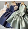 Baby Girl Princess Silk Tulle Dress Sleeveless Infant Toddler Girl Vintage Big Bow Vestido Party Pageant Birthday Frocks 1-7Y