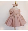 Baby Girl Princess Silk Tulle Dress Sleeveless Infant Toddler Girl Vintage Big Bow Vestido Party Pageant Birthday Frocks 1-7Y
