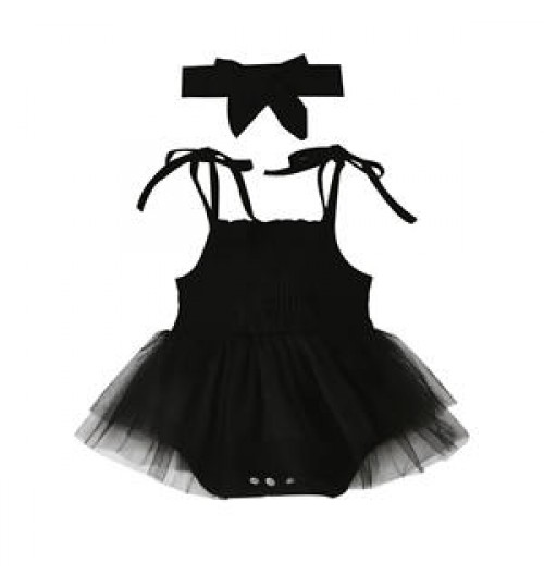 Newborn Baby Clothes Black Tutu Dress Birthday Party Short Sleeve Baby Girl Cotton Dresses