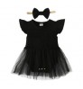Newborn Baby Clothes Black Tutu Dress Birthday Party Short Sleeve Baby Girl Cotton Dresses