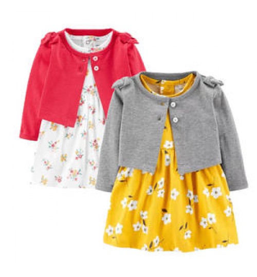 2021 Baby fall Clothing 1-5t Little Girls Dress Clothes Heart Top Shirt Skirt 2pcs Set Outfit Baby Dress