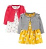 2021 Baby fall Clothing 1-5t Little Girls Dress Clothes Heart Top Shirt Skirt 2pcs Set Outfit Baby Dress