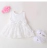 0-9 Baby Girl Summer Dresses Sleeveless Flower Embossed Bow Knot Babies Birthday Dress 6-12months