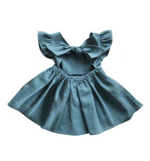 Girls' dress 2022 summer girls' baby exotic egg flower skirt backless fly sleeve sweet lovely cotton skirt