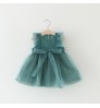Bow And Lace Kid Casual green Pink Baby Clothing chiffon Princess Toddler Clothes Girl Infant Dresses