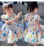 Baby Girls Princess Dresses Toddler Sleeveless Flowers Print Dress Girl Skirt Color Bubble Sleeve Dress Princess Skirt
