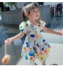 Baby Girls Princess Dresses Toddler Sleeveless Flowers Print Dress Girl Skirt Color Bubble Sleeve Dress Princess Skirt