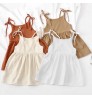 Wholesale Toddler Girls Summer Slip Dresses New Born Baby Dress Linen Cotton Plain Baby Dress