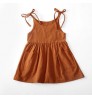 Wholesale Toddler Girls Summer Slip Dresses New Born Baby Dress Linen Cotton Plain Baby Dress