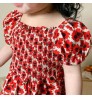 Baby Princess Dress Summer Short Puff Sleeve Square Collar Smocked Dress Girls Infant Floral Dresses