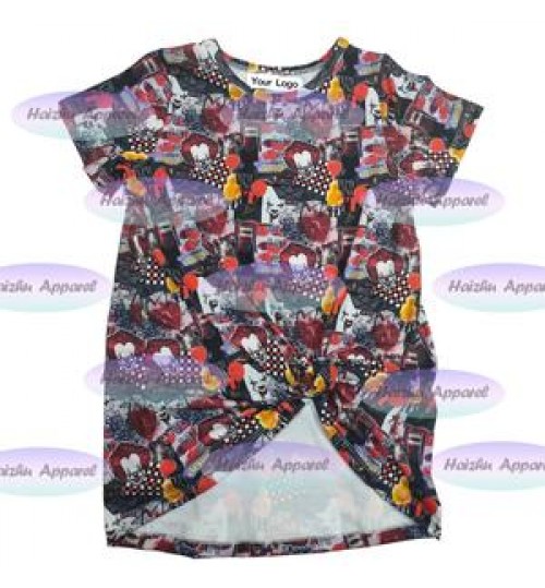 Cd5-1 Latest one piece custom girls spring summer dress printing dress Baby Girls Short Sleeve Baby T Shirts Dress