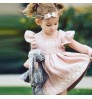 D0036 latest baby girl frocks designer clothes sale pink lace baby shower dress