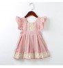 D0036 latest baby girl frocks designer clothes sale pink lace baby shower dress