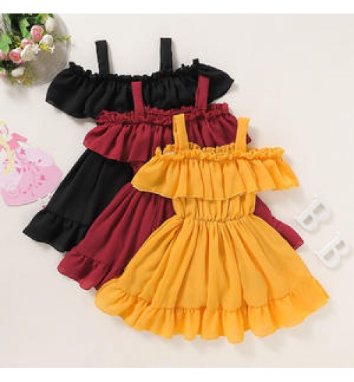 China Clothing Wholesale New Model 2022 Cute Chiffon Fabric Solid Color Sleeveless Summer Baby Girls Dress