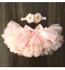 fashion baby princess Girls bowknot skirts and flower head bandsets 2 pieces set children lace Ball Gown