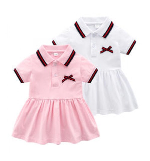 Wholesale High Quality 100%Cotton Summer Baby Clothing Short Sleeve Baby Girls Polo Dress