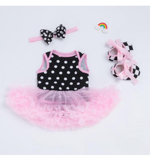 Latest Baby clothing 1 year new baby clothes cotton 3-piece sleeveless pink floral birthday baby girls dress
