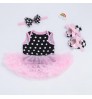 Latest Baby clothing 1 year new baby clothes cotton 3-piece sleeveless pink floral birthday baby girls dress