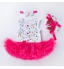 Latest Baby clothing 1 year new baby clothes cotton 3-piece sleeveless pink floral birthday baby girls dress