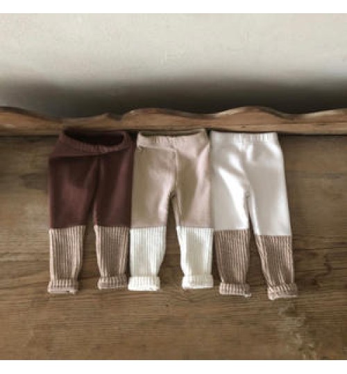 2022 Spring Baby Leggings Infant Korean Baby Clothes Rib Patchwork Toddler Girls Pants&Trousers