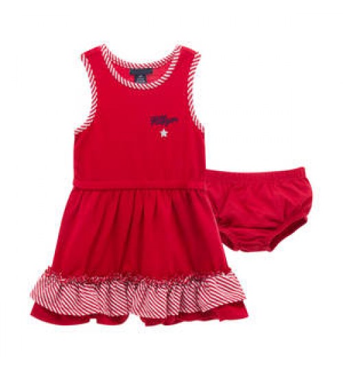 Hot selling fashion baby girls clothing dresses clothes skirt red color