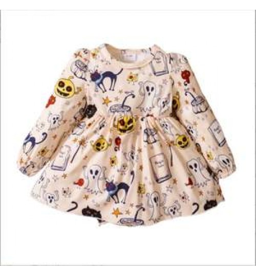 2022 New Spring Baby Dress Kids Clothing Hallowmas Girls Girl Printed Skirt Children Wears Girl dress