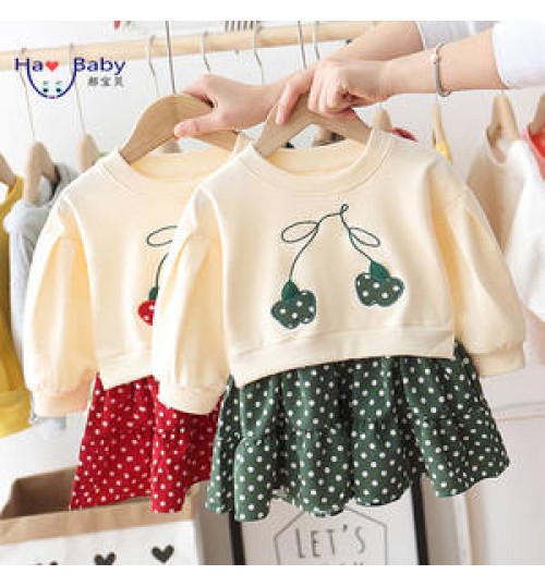 Hao Baby Girl Dress 2020 New Children Sweater Kids Stitching Skirt Baby Dress Korean Girls