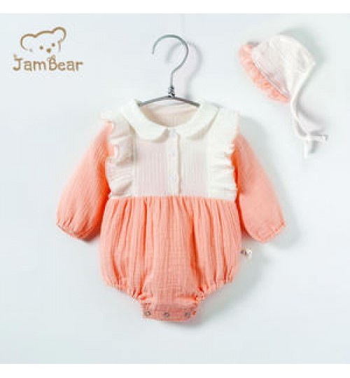 JamBear 100% Organic Cotton Infant Clothes Comfortable Long Sleeve Baby Dresses Clothes Newborn Baby Knotted Gown Baby Skirts