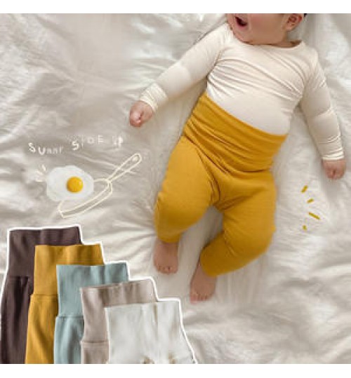 Baby Gender Neutral Bottoms Unisex Baby Tights High Waist Solid Color Cotton Pants Wholesale Infants Toddlers Casual Pants