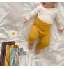 Baby Gender Neutral Bottoms Unisex Baby Tights High Waist Solid Color Cotton Pants Wholesale Infants Toddlers Casual Pants