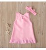 1166 Summer Newborn Toddler Baby Girls Clothing Tutu Dress Cotton Girls Sleeveless Princess Birthday Party Dress+Headbands 2PCS