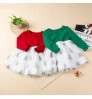 Hot selling holiday girls dresses red and green prints Christmas tree baby clothes