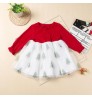 Hot selling holiday girls dresses red and green prints Christmas tree baby clothes