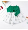 Hot selling holiday girls dresses red and green prints Christmas tree baby clothes