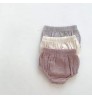 Comfortable wear cotton newborn baby short harem pants organic cotton baby lounge ruffle bloomer bummies