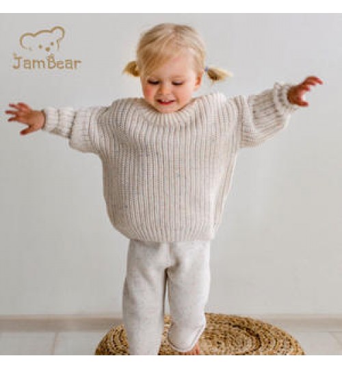 Baby Sweater 100% Organic Cotton Chunky Knits Sweaters For Baby Sustainable Kids Pullover Knit Yarn Toddler Crew Neck Baby Knitwear