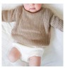 2022 Hot Sale 100% Cotton Custom Chunky Knit Oversized Brown Knitted Newborn Baby Jumper Sweater Kids Pullover Baby Sweaters
