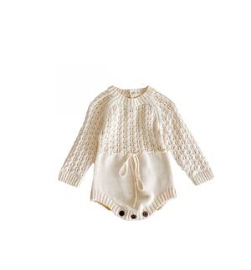 In hot sales autumn baby rompers wholesale baby girls clothes knitted baby girl sweaters long-sleeved jacket triangle jumpsuit