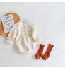 In hot sales autumn baby rompers wholesale baby girls clothes knitted baby girl sweaters long-sleeved jacket triangle jumpsuit