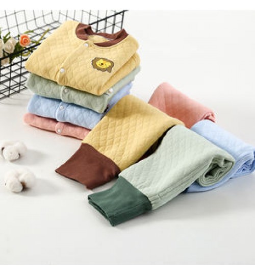 2021 Winter popular cotton-padded suit children's three-layer thermal underwear sets Baby 100% cotton long-sleeved pajamas suit