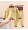 2021 Winter popular cotton-padded suit children's three-layer thermal underwear sets Baby 100% cotton long-sleeved pajamas suit