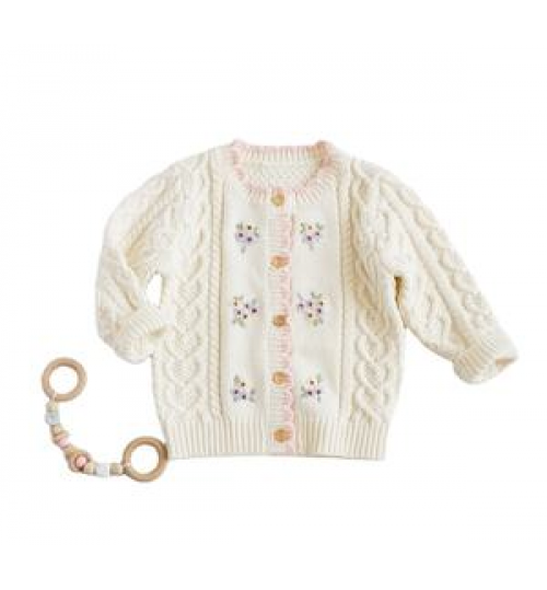 Factory Custom Wholesale baby sweater cotton hand made embroidery flower baby girl sweaters