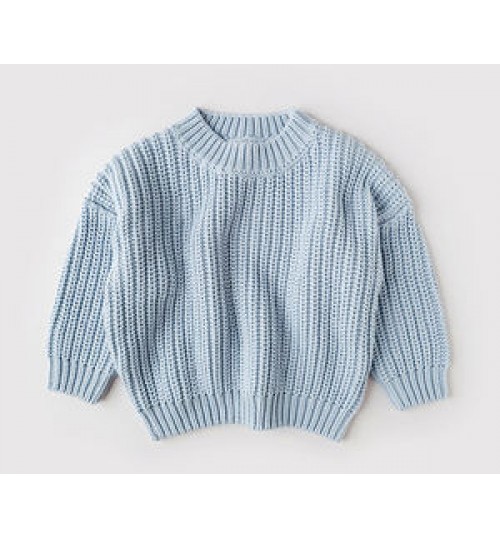 Factory Custom Winter 100% Cotton Chunky Warm Toddler Unisex Baby Crewneck Knit Baby Sweater