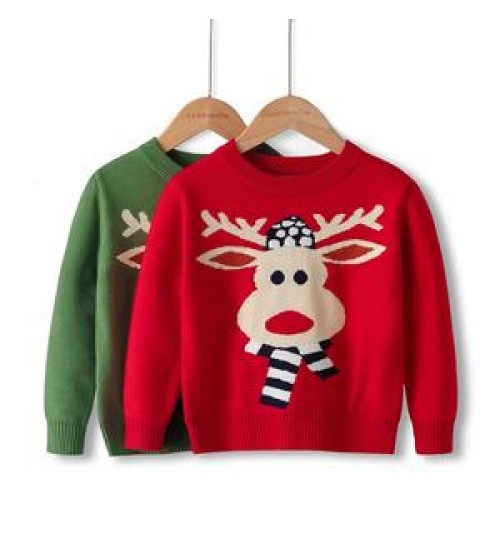 Wholesale Unisex Baby Christmas Cartoon Printed Sweater Baby Winter Sweater Top