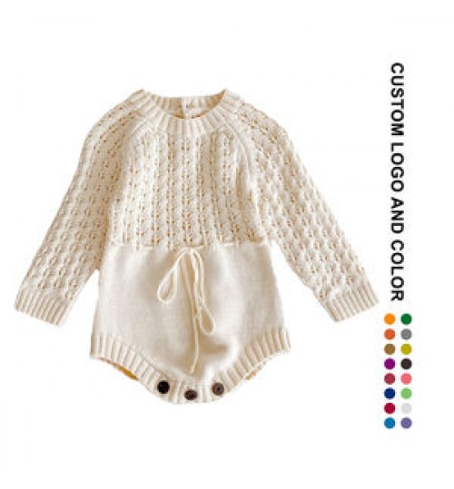 Baby Jumpsuit 2023 Wholesale Winter Chunky Newborn boys' Girls' Designs 100% Organic Cotton Knitted Jumper Romper Baby Sweaters